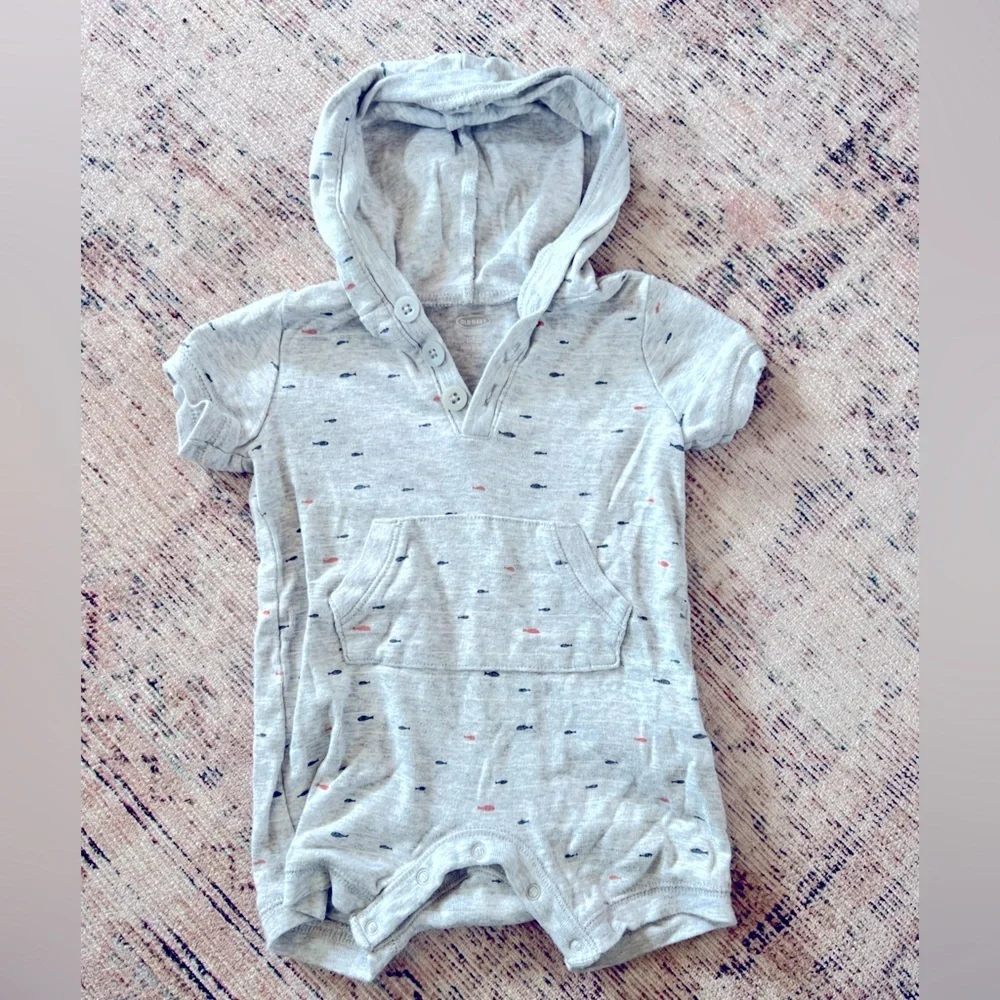 Old Navy Gray Hooded Bodysuit One Piece